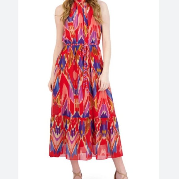 Donna Ricco NY Women's Halter neck Midi Dress Multicolor Size 4 Party/Cocktail - Picture 1 of 11